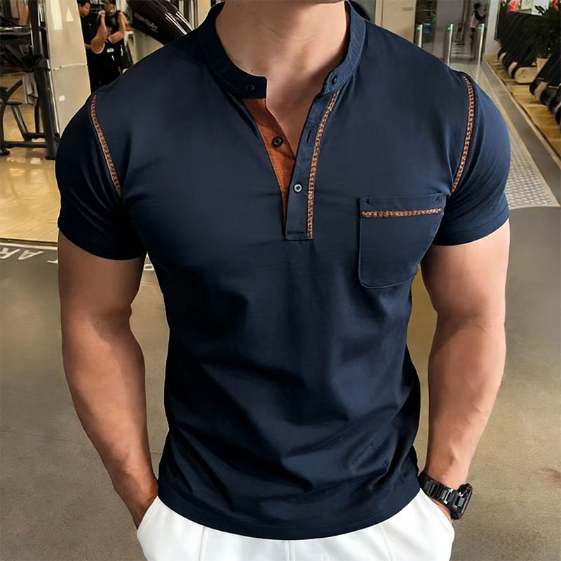 Street Fashion Casual - New Summer Men's Henry Collar Short