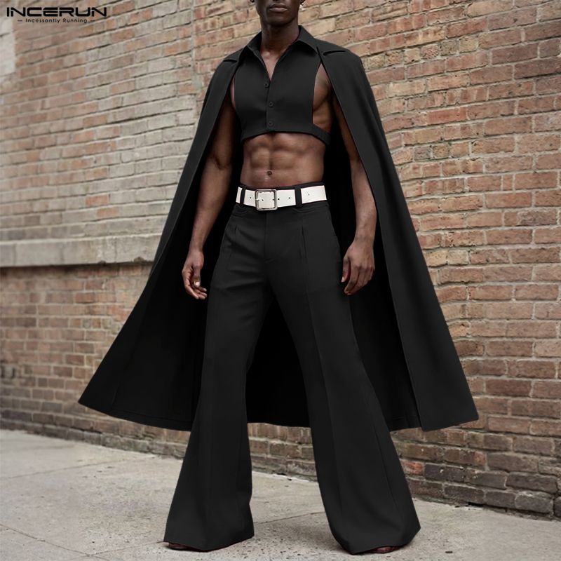 INCERUN Men Sets Solid Color L - Fashion Streetwear 评论和价格