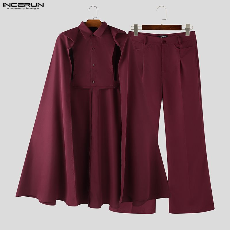 INCERUN Men Sets Solid Color L - Fashion Streetwear 评论和价格