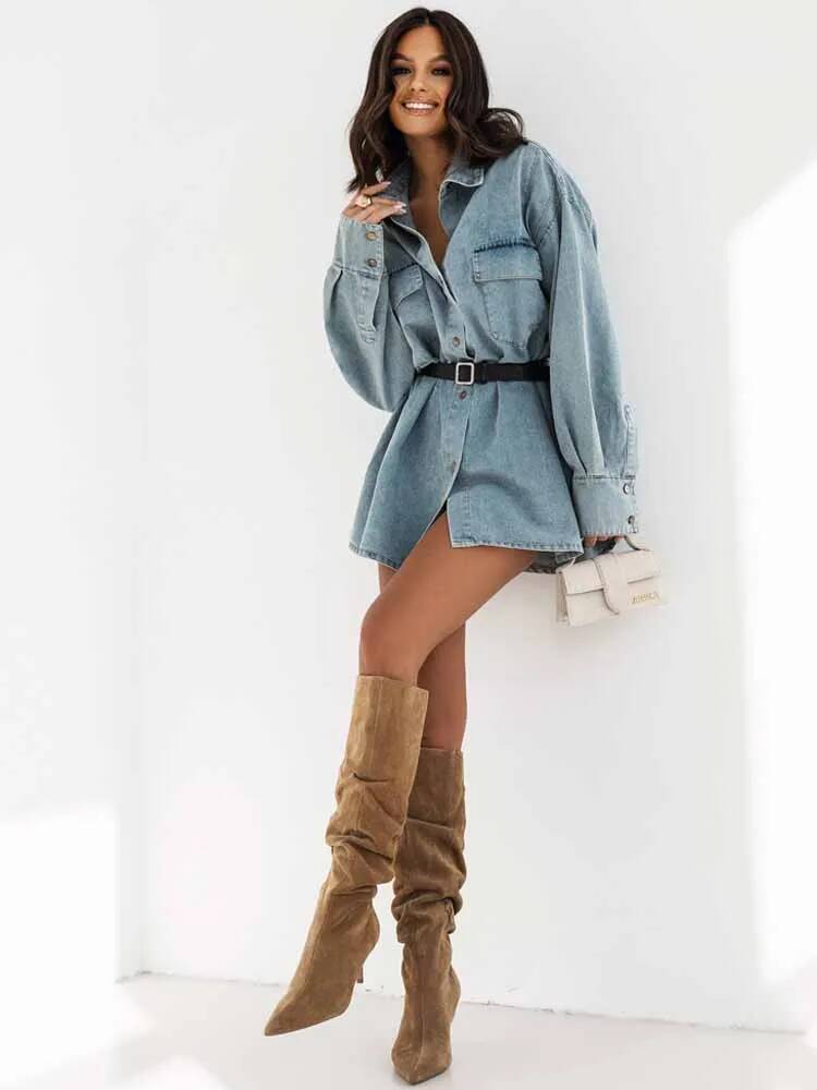 Women Denim Oversized Shirt Ja - Street Fashion Taiwan 评论和价格