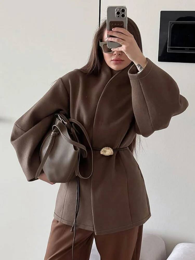 Chic Women's Solid Woolen Coat - Street Fashion Taiwan 评论和价格
