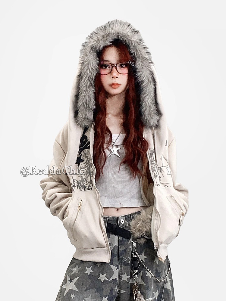 REDDACHiC Aesthetic Zip Up Gra - Graphic Hoodie Streetwear 评论和价格