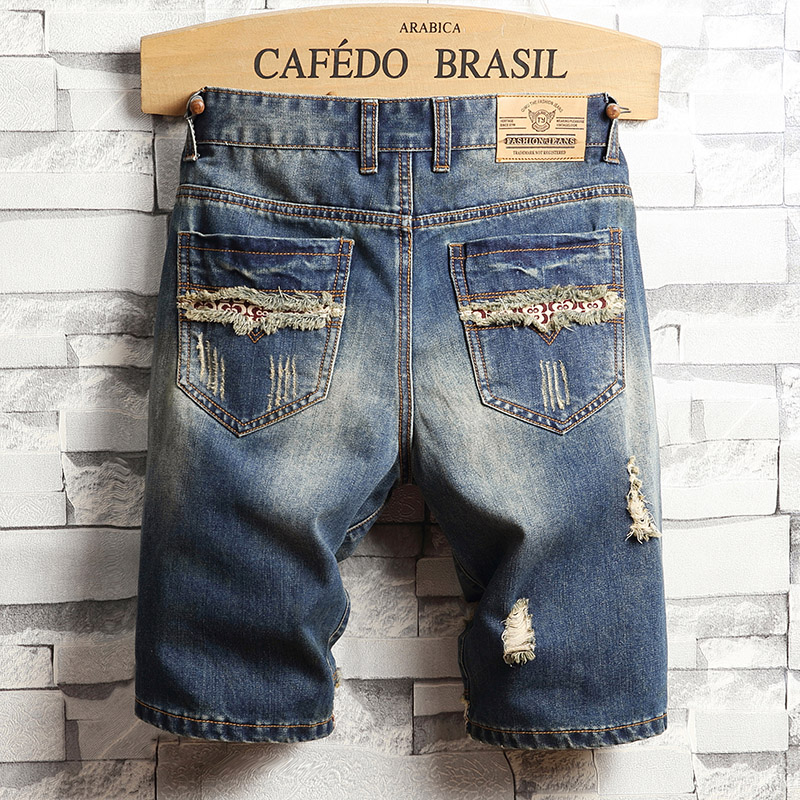 Ripped Hip-hop Denim Shorts Me - Street Fashion Jeans Men 评论和价格