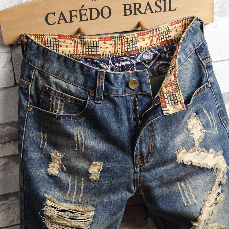 Ripped Hip-hop Denim Shorts Me - Street Fashion Jeans Men 评论和价格