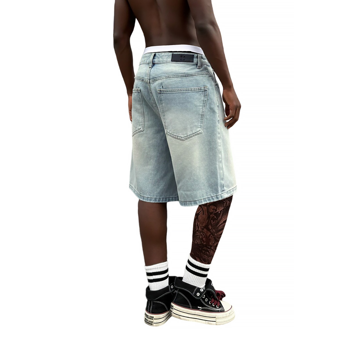 Metal Buckle Short Baggy Jeans - Street Fashion Jeans 评论和价格