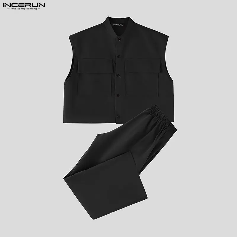 INCERUN Men Sets Solid Sleevel - Street Fashion Casual 评论和价格