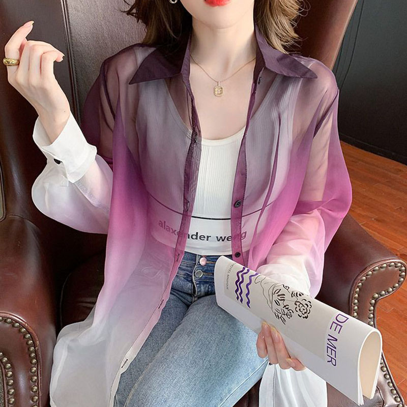 Fashion Gradient Color Chiffon - Street Fashion In Korea 评论和价格