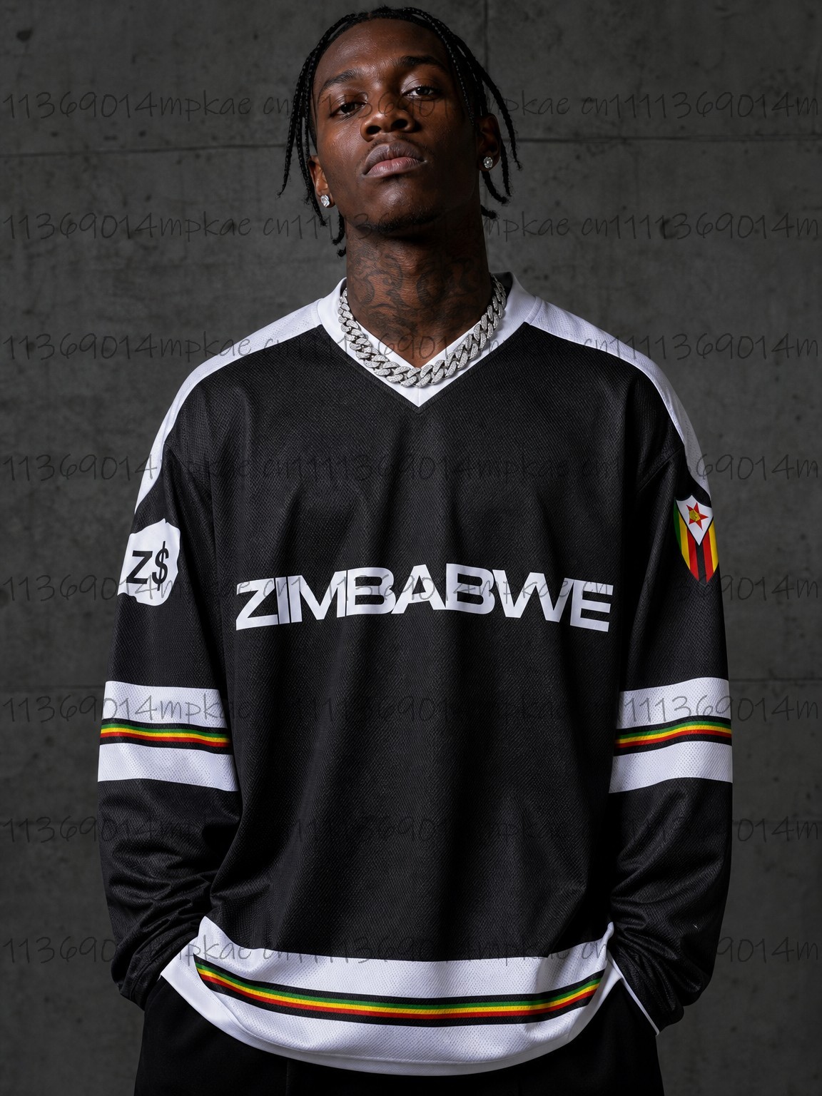 Men's Zimbabwe Printed V-Neck  - Fashion Streetwear 评论和价格