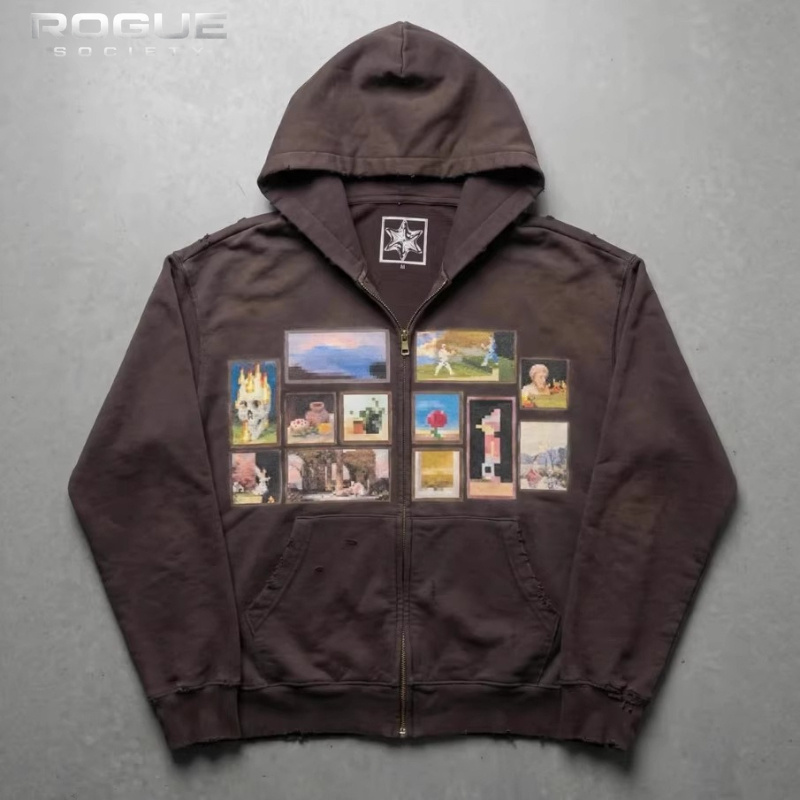 Korean Vintage Art Print Men C - Graphic Hoodie Streetwear 评论和价格