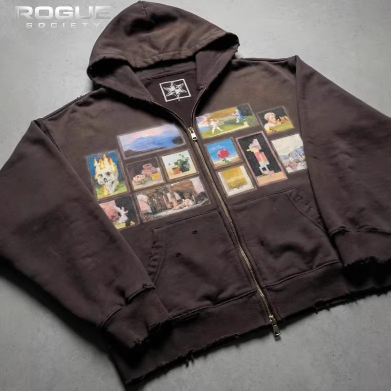 Korean Vintage Art Print Men C - Graphic Hoodie Streetwear 评论和价格
