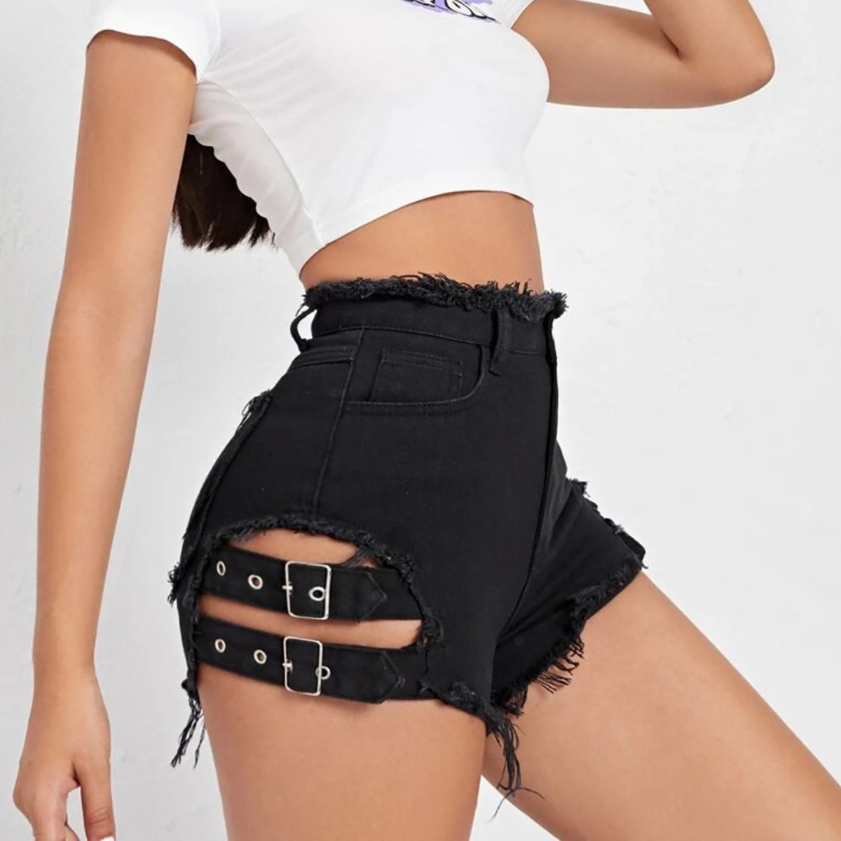 Women High Waist Denim Shorts  - Street Fashion Jeans 评论和价格