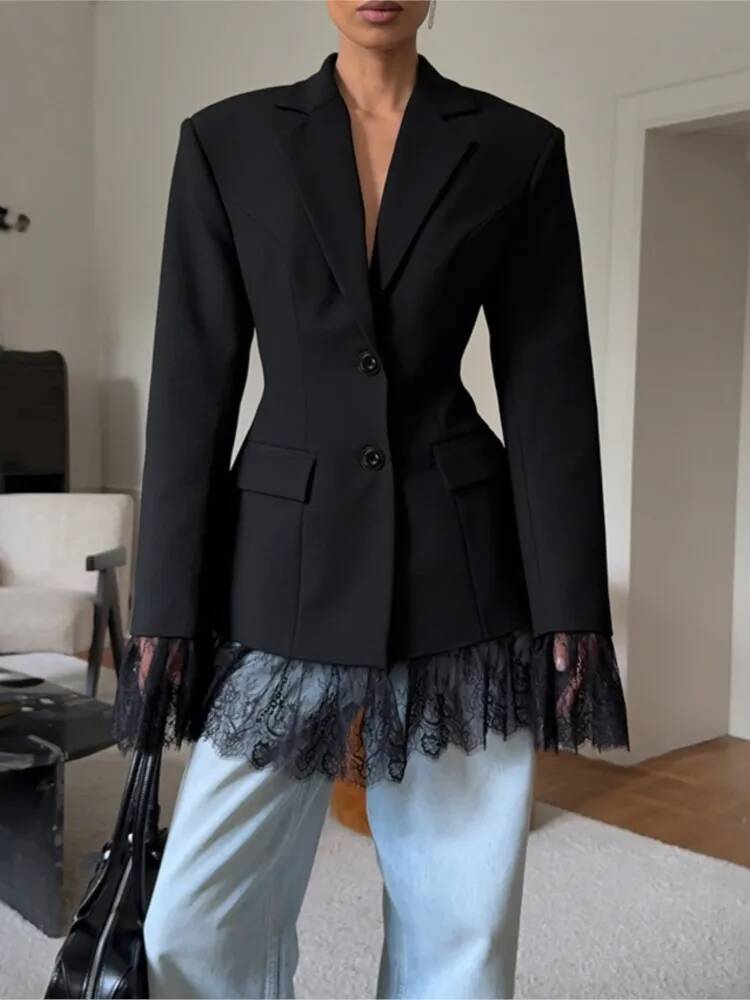 Elegant Lace Blazer Coat Women - Street Fashion Taiwan 评论和价格