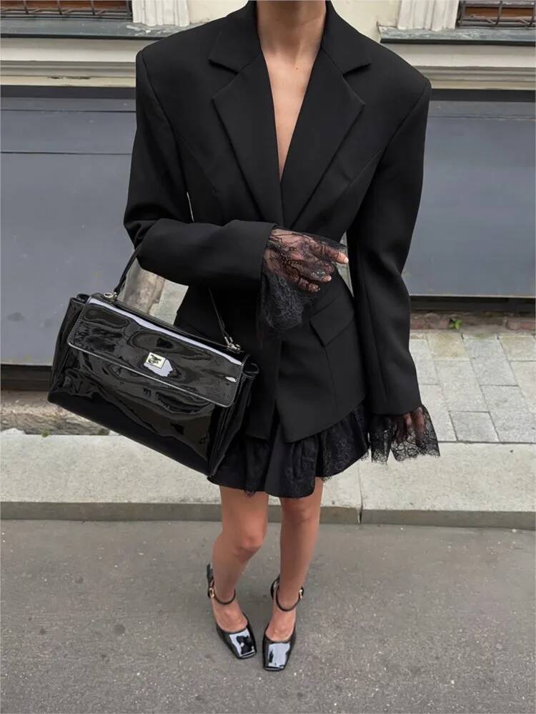 Elegant Lace Blazer Coat Women - Street Fashion Taiwan 评论和价格
