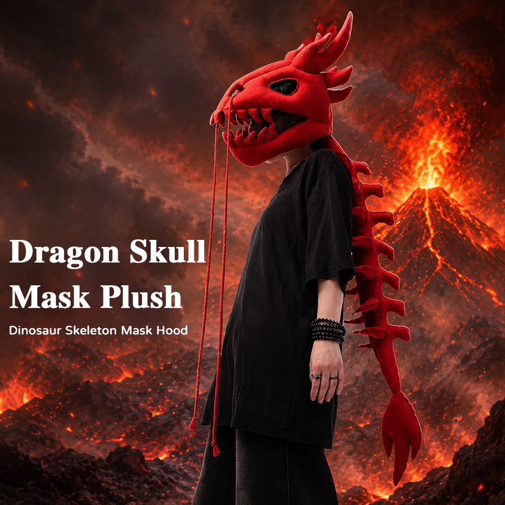 Dragon Skull Spine Plush Hood  - Street Fashion Shoot 评论和价格
