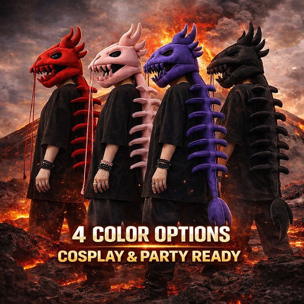 Dragon Skull Spine Plush Hood  - Street Fashion Shoot 评论和价格