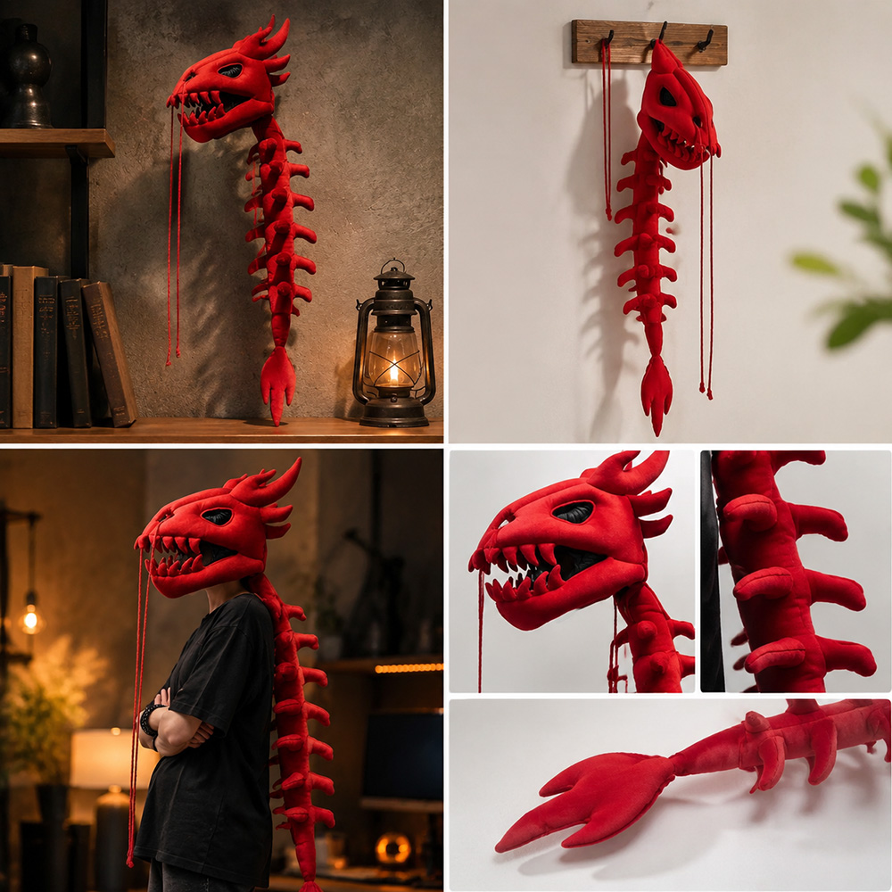 Dragon Skull Spine Plush Hood  - Street Fashion Shoot 评论和价格