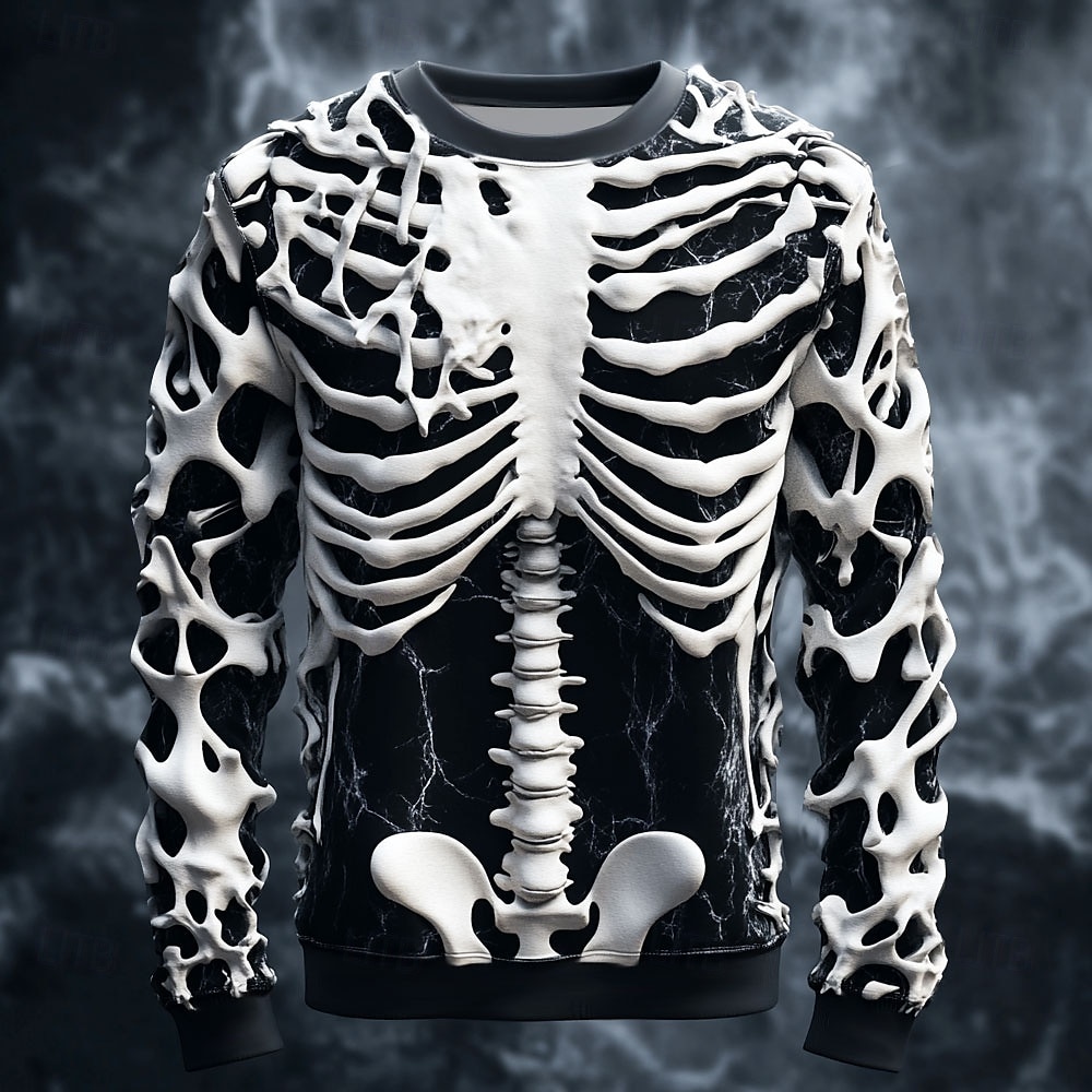 Funny 3D Skull Print Men's T-s - Street Fashion Casual 评论和价格