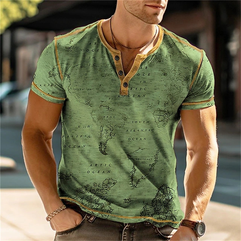Men's Henry Shirts Funny 3D Pr - Street Fashion Casual 评论和价格