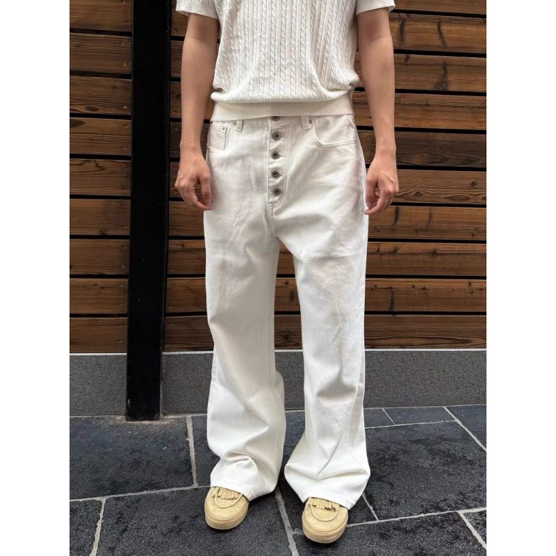 Men's White Wide Leg Jeans Hig - Street Fashion Jeans Men 评论和价格