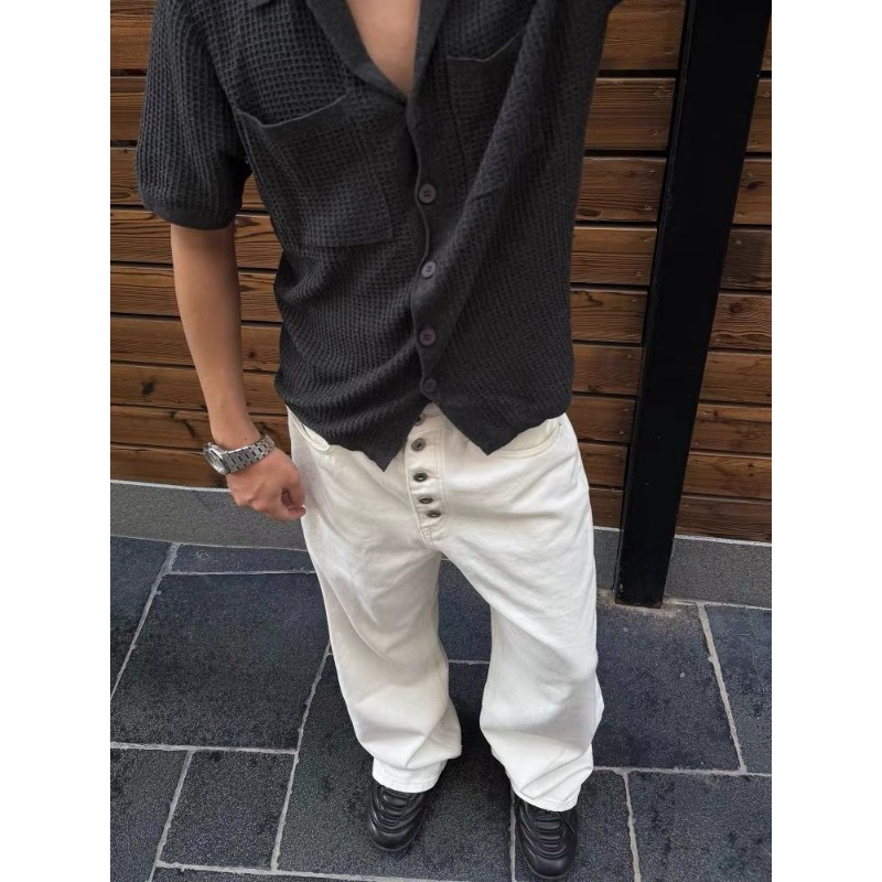 Men's White Wide Leg Jeans Hig - Street Fashion Jeans Men 评论和价格