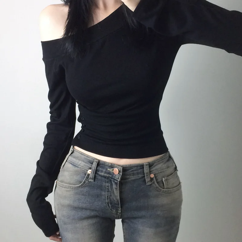 Y2K Vintage Pleated Button T-S - Fashion Streetwear 评论和价格