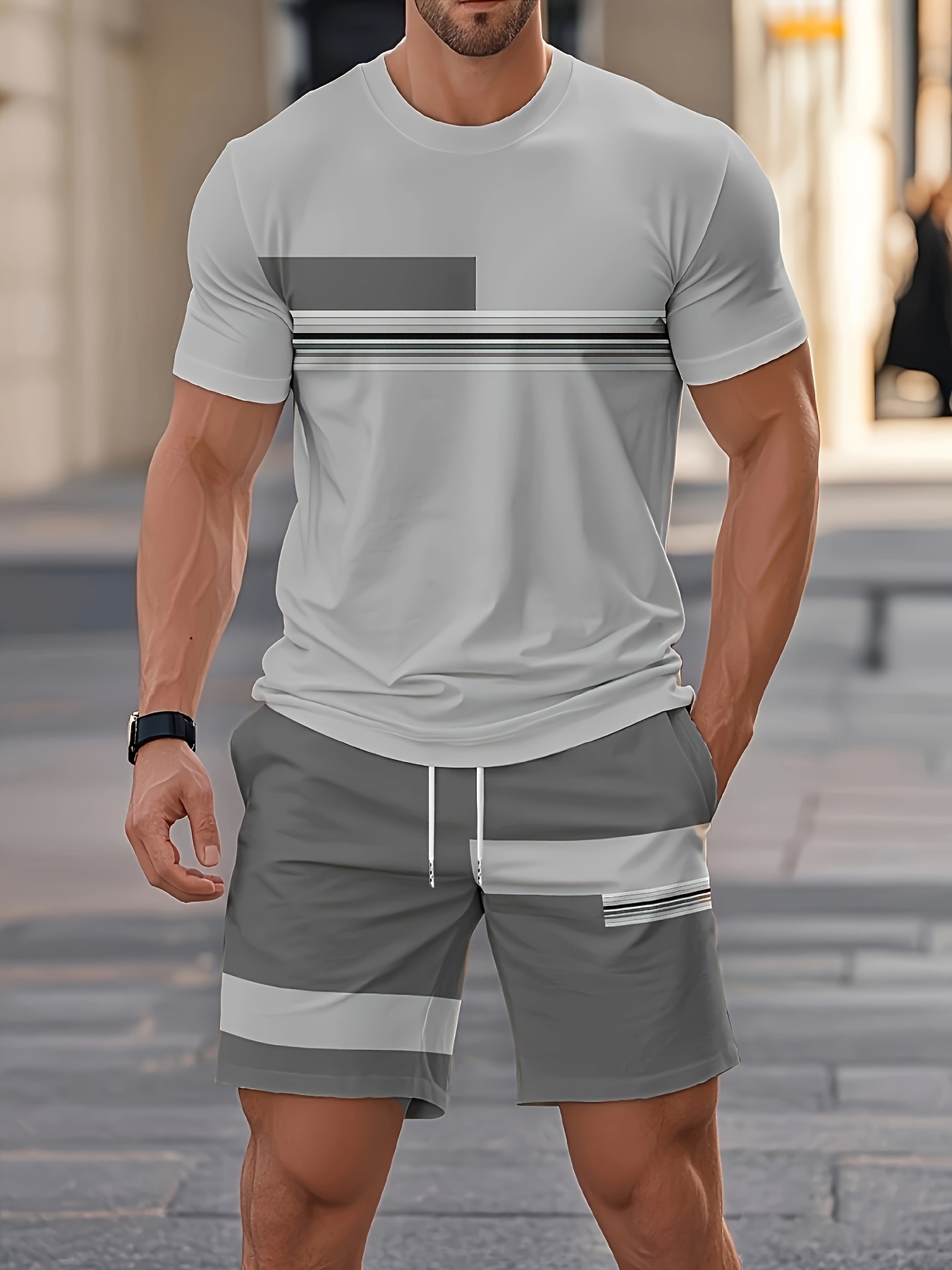 Summer Men's Sets Casual O-nec - Street Fashion Outfit For Men 评论和价格