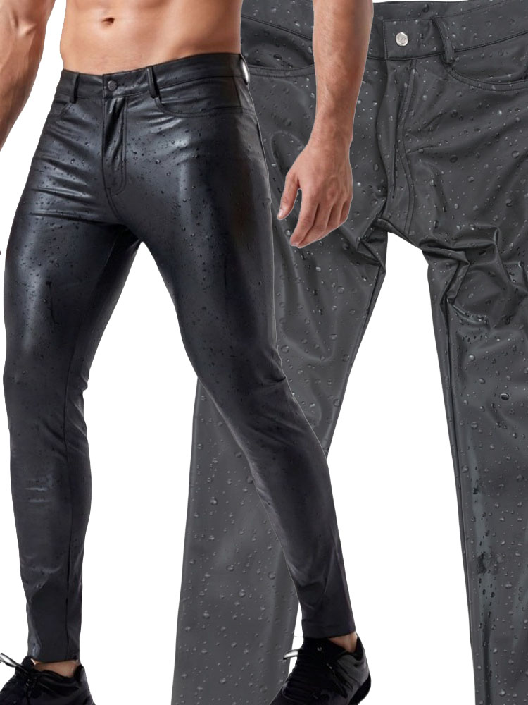 3D Water Drop Print Elastic PU - Street Fashion Jeans Men 评论和价格